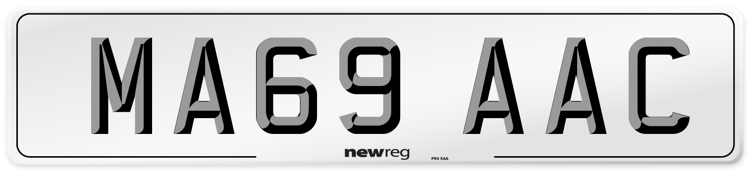 MA69 AAC Number Plate from New Reg